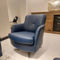 Heida Exclusieve Interieurs bank en fauteuil kessels blauw leer outlet